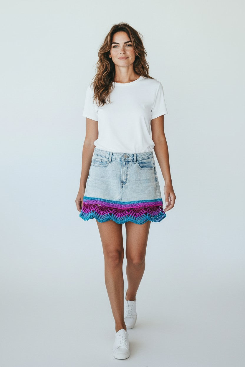 Cool Lace Denim Skirt
