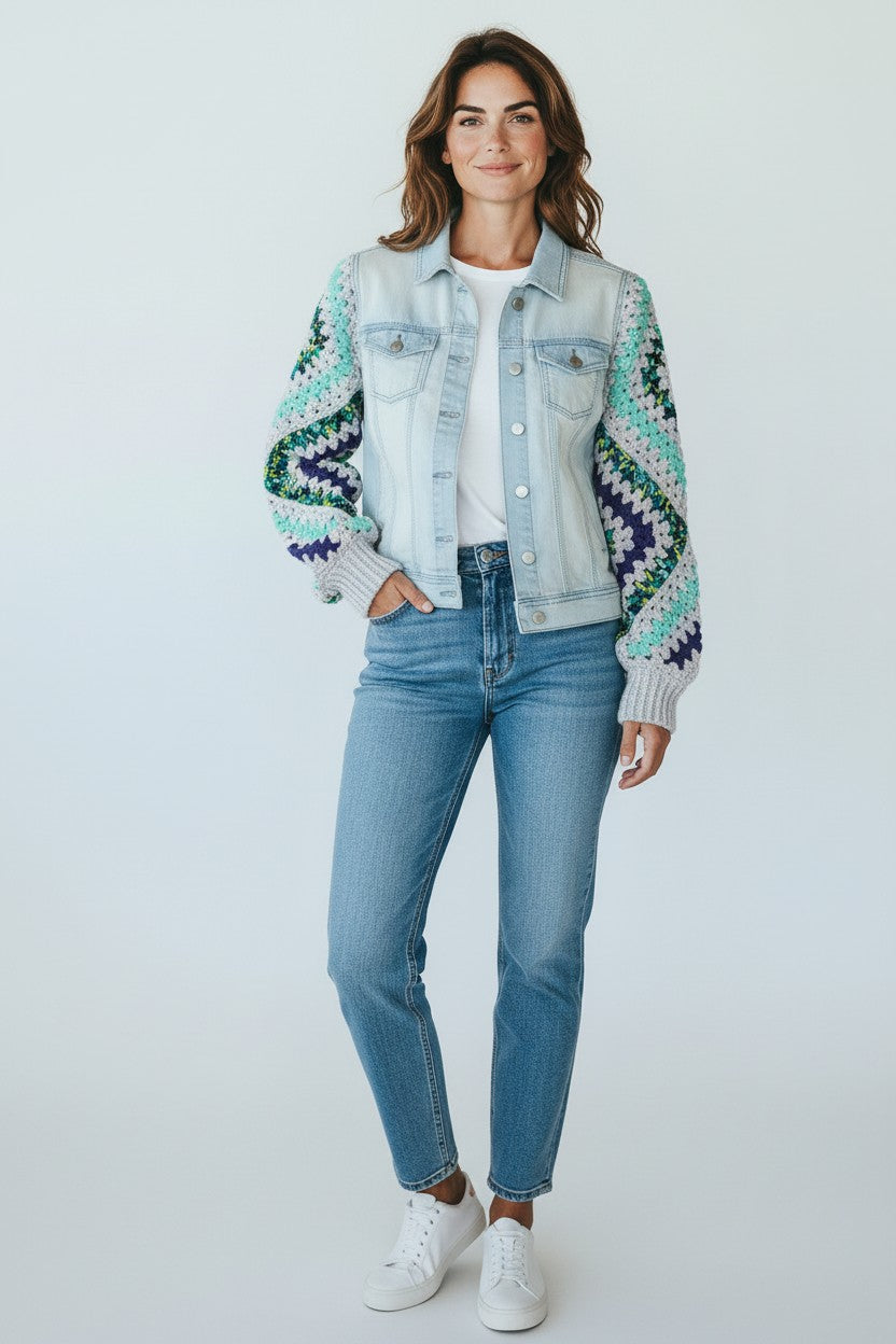 Turquoise Tides Denim Jacket