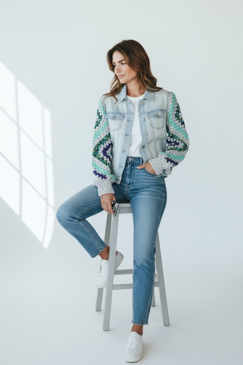 Turquoise Tides Denim Jacket
